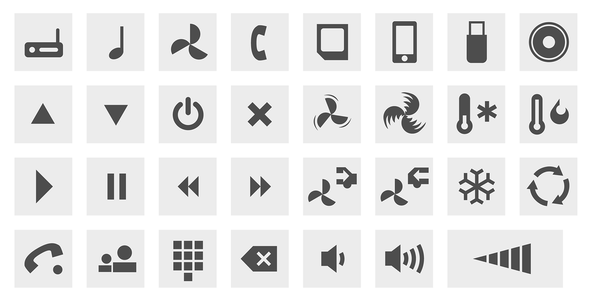 Die fertiggstellten Icons, die für das Screendesign von Google verwendet wurden. 